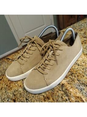Michael Kors Men's Beige Leather Casual Low Top Shoes Sneakers HL16K Size 7.5 M